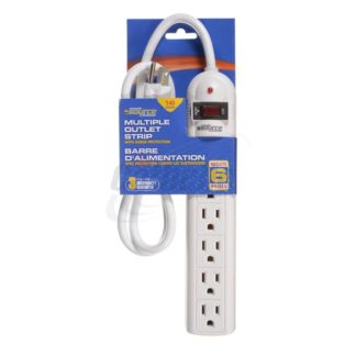 BAR POWER W/SURGE 6-OUTLET 3FT WHITE 4507