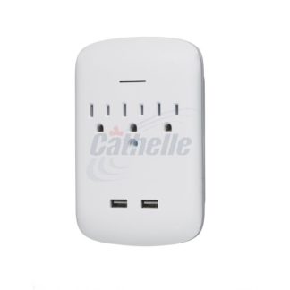 PLUG 3-TAP W/2-USB CHARGER WHITE 6618