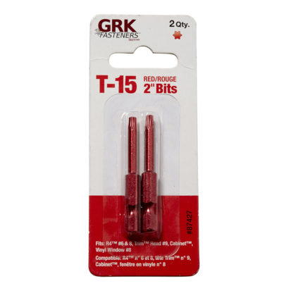 BIT DRIVER TORX T15X2" 2PK (CARDED) RED 87427