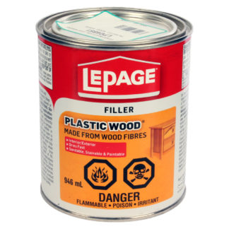 LePage Plastic Wood Wood Filler, 946 ml Metal Tin, Light Tan/Cream, 10 min