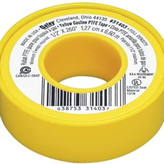 Oatey 31403 Thread Sealant Tape, 260 in L x 1/2 in W, PTFE Backing, Yellow