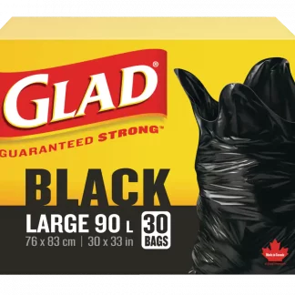 Glad Black Garbage Bags 30" X 33" Large 90 L 30 Box 11837PAK2