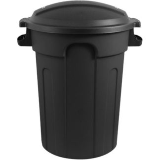 Gracious Living 80 Litre Black Plastic Garbage Can with Dome Lid 16000-24