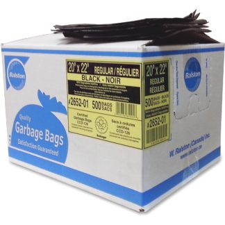 Ralston Black Industrial Garbage Bag 20" X 22" Regular 500 Box 2752-01