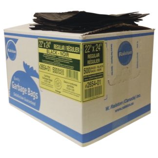 Ralston Black Industrial Garbage Bags 22" X 24" Regular 500 Box 2754-01