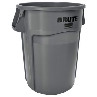 Rubbermaid Brute 55 Gallon Garbage Pail, No Lid, Gray 2655-88-GRAY