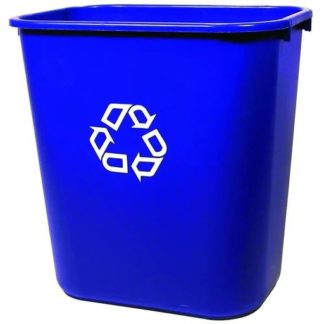 Rubbermaid 28 Quart Deskside Recycling Container with Logo, Blue 2956-73