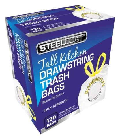 Steelcoat White Garbage Bag with Drawstring 24" X 24.87" 120 Box FG-P9921-17N