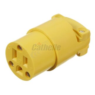 Cathelle 15 Amp/125V Female Plug with Clamp, Yellow 6503