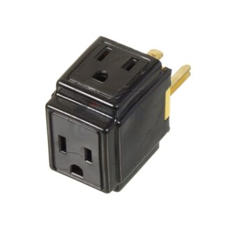 Cathelle Black 3-Wire Grounded Cube Tap 6609