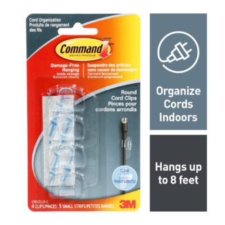 Command Clear Cord Clips, Adhesive, 16 Pack 17017CLR-AWC