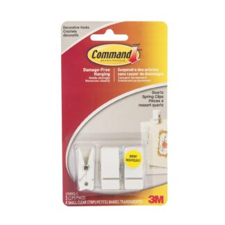 Command Spring Clips, Quartz, White, 3 Pack 17089Q-C