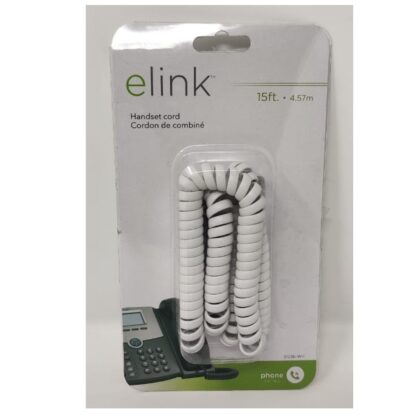 Elink 15' Handset Cord, White 51036-WH