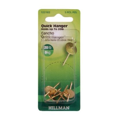 Hillman Hammered Brass Quick Picture Hanger, 20 lbs, 5 Pack 122182