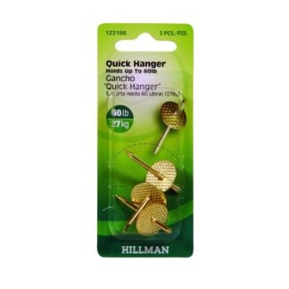 Hillman Brass Plated Quick Picture Hanger, 60 lbs, 6 Pack 122186