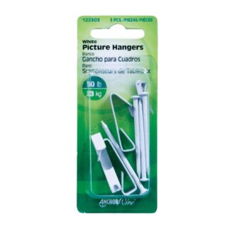Hillman Picture Hanger, White, 50 lbs, 3 Pack 122303