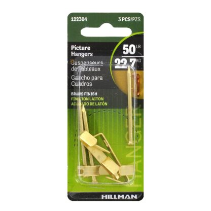 Hillman Brass Picture Hanger, 50 lbs, 3 Pack 122304