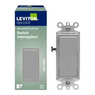 Leviton Single Pole Decora Switch, Grey 708-05601-OOG