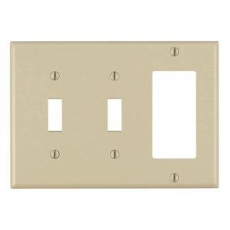 Leviton 3-Gang 1-Decora 2-Toggle Combo Wall Plate, Ivory 80421-I