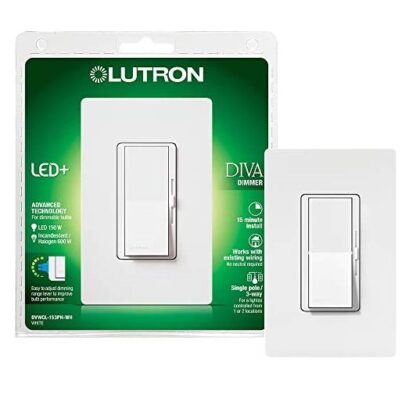 Lutron Diva LED+ Dimmer Switch for Dimmable LED/Halogen/Incandescent Bulbs, Single-Pole or 3-Way, White DVCL-153PH-WHC