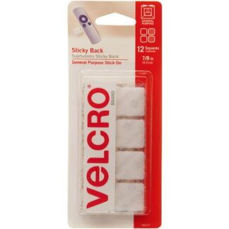 Velcro 7/8" Sticky Back Hook & Loop Fasteners, White, 12 Pack 90073T