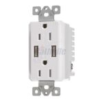 Vista 15 Amp 2 USB Duplex Receptacle, White 5618