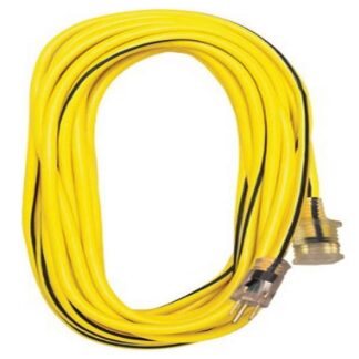 Voltec 10/3 100' 1-Outlet Extension Cord, Yellow, with Light 05-00351