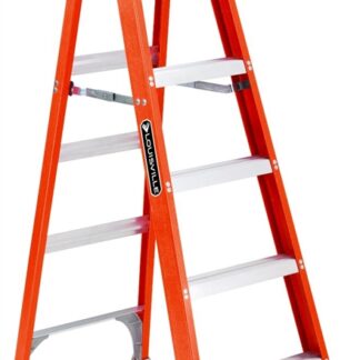Louisville FS1506 Step Ladder, 125 in Max Reach H, 5-Step, 300 lb, Type IA Duty Rating, 3 in D Step, Fiberglass