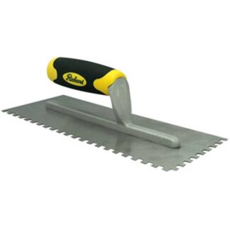 Richard NS-126-444 Adhesive Trowel, 11 in L Blade, 4-1/2 in W Blade, HCS Blade, Rubber Handle