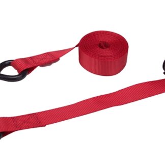 ProSource FH64056 Tie-Down, 1 in W, 14 ft L, Polyester Webbing, Metal Ratchet, Red, 500 lb, S-Hook End Fitting