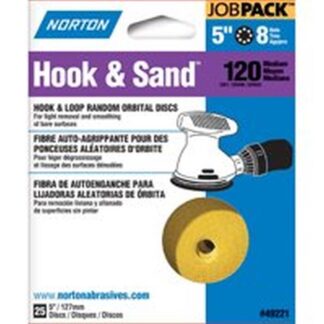 NORTON 49221 Sanding Disc, 5 in Dia, Coated, P120 Grit, Medium, Aluminum Oxide Abrasive, Paper Backing