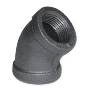 aqua-dynamic 5520-201 Pipe Elbow, 1/4 in, Threaded, 45 deg Angle, Iron, 150 psi Pressure