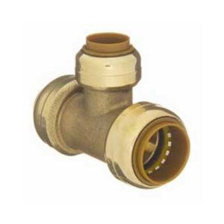 aqua-dynamic 9492-403 Pipe Tee, 1/2 in, Push-Fit, Brass, 200 psi Pressure