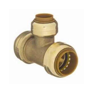 aqua-dynamic 9492-443 Pipe Tee, 3/4 x 1/2 in, Push-Fit, Brass, 200 psi Pressure