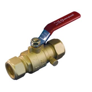 aqua-dynamic 1197-033 Ball Valve with Drain, 1/2 in Connection, Compression, 600 psi Pressure, Brass Body
