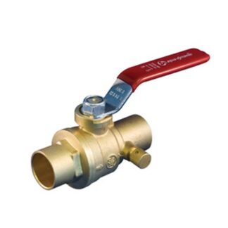 aqua-dynamic 1197-554 Ball Valve with Drain, 3/4 in Connection, Solder, 600 psi Pressure, Brass Body