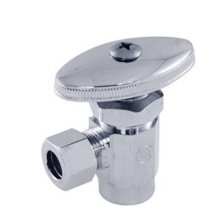 aqua-dynamic 1912-219 Angle Stop Valve, 1/2 x 3/8 in Connection, Solder x Compression, 125 psi Pressure, Brass Body