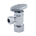 aqua-dynamic 1912-319 Angle Stop Valve, 5/8 x 3/8 in Connection, Compression, 125 psi Pressure, Brass Body