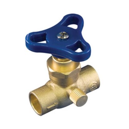 aqua-dynamic 1395-604 Stop Valve with Drain, 3/4 in Connection, Solder, 125 psi Pressure, Brass Body