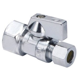 aqua-dynamic 1991-202 Straight Stop Valve, 3/8 in Connection, FIP x Compression, 200 psi Pressure, Quarter-Turn Actuator