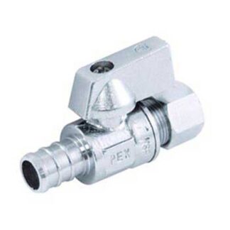 aqua-dynamic 1991-602 Stop Valve, 1/2 x 3/8 in Connection, PEX x Compression, 200 psi Pressure, Brass Body