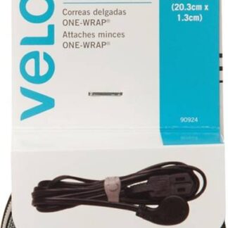 VELCRO Brand One Wrap 90924 Fastener, 1/2 in W, 8 in L, Black/Gray