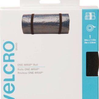 VELCRO Brand One Wrap 91372 Fastener, 1-1/2 in W, 30 in L, Nylon/Polypropylene, Black