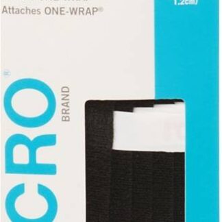 VELCRO Brand One Wrap 91426 Fastener, 1/2 in W, 8 in L, Velcro, Black