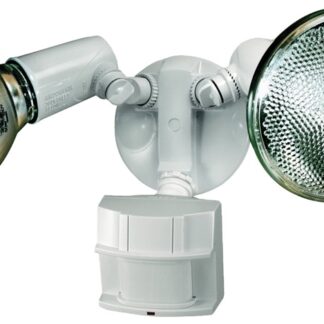 Heath Zenith HZ-5411-WH Motion Activated Security Light, 120 V, 300 W, 2-Lamp, Halogen Lamp, Metal/Plastic Fixture