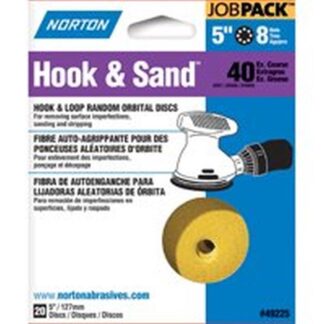 NORTON 49225 Sanding Disc, 5 in Dia, Coated, P40 Grit, Extra Coarse, Aluminum Oxide Abrasive, Paper Backing