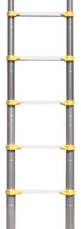 METALTECH E-LAD12T2 Telescopic Ladder, 16 ft H Reach, 250 lb, Aluminum, Yellow