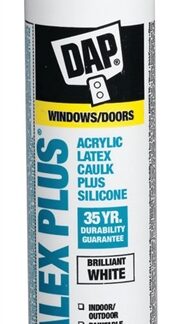 DAP ALEX PLUS 74270 Acrylic Latex Caulk Plus Silicone, White, 40 to 100 deg F, 300 mL Cartridge