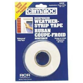 Climaloc CF12019 Reinforced Weatherstripping Tape, 7/8 in W, 75 ft L, Vinyl, White