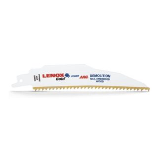 Lenox Gold 6" Reciprocating Saw Blade, for Demolition, Nail-Embedded Wood Cutting, 6 TPI, 5 Pack 21088-6066GR